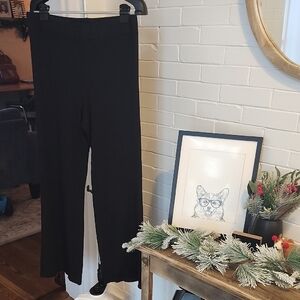 Black Ribbed Women's Pants, Xl